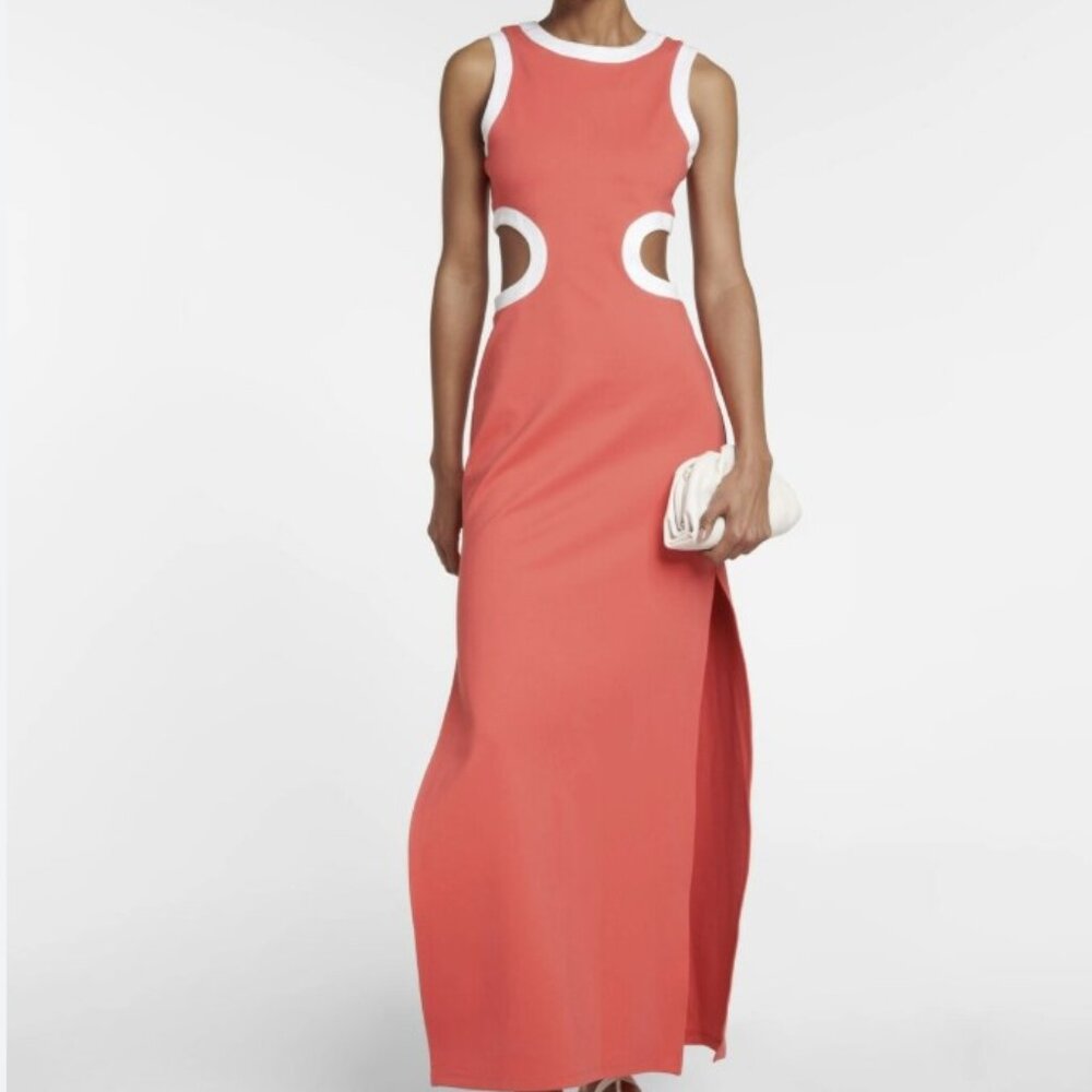 STAUD Dolce Jersey Maxi Dress - Hibiscus/white